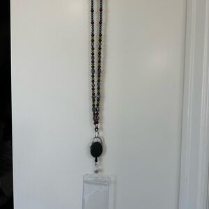 Red and Green Beaded lanyard